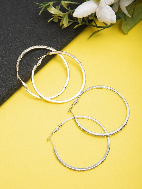 YouBella Gold Contemporary Hoop Earrings