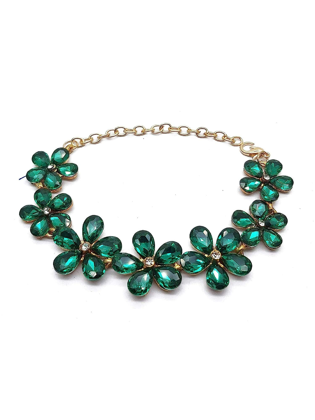 YouBella Jewellery Stylish Crystal Combo Earrings and Bracelet for Women and Girls (Green)