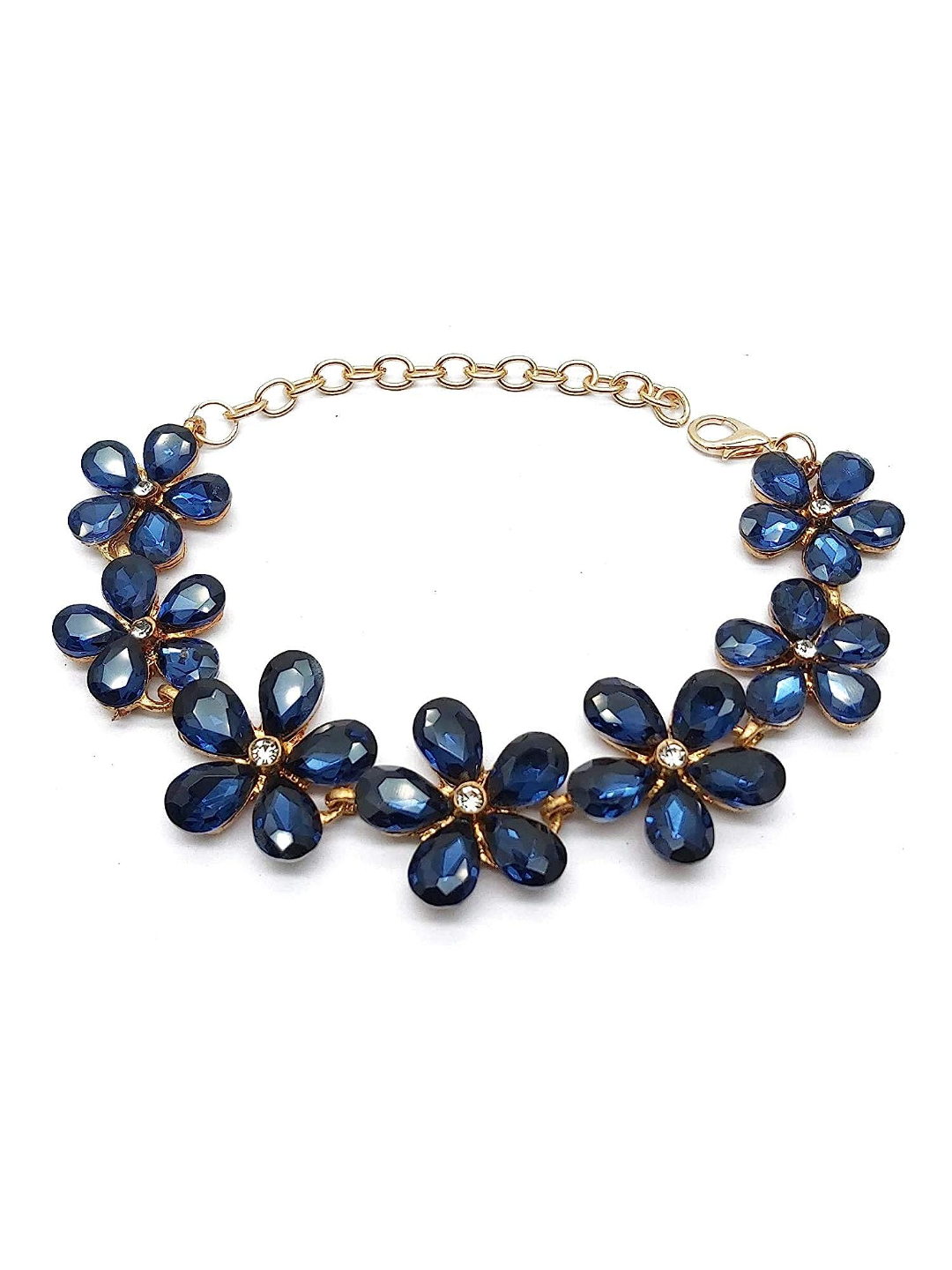 YouBella Jewellery Stylish Crystal Combo Earrings and Bracelet for Women and Girls (Blue)