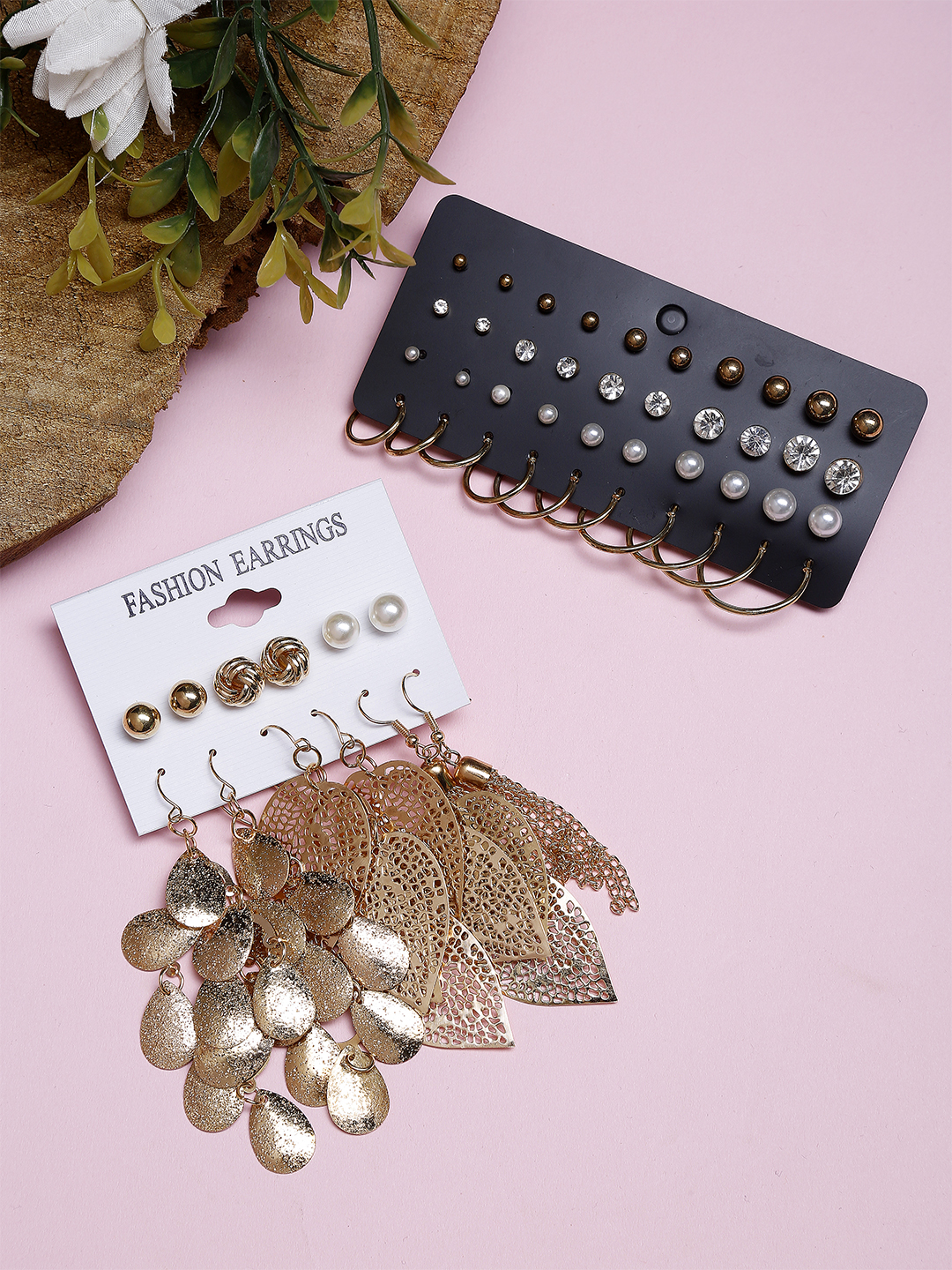 YouBella
Set Of 32 Gold-Toned Contemporary Studs Earrings