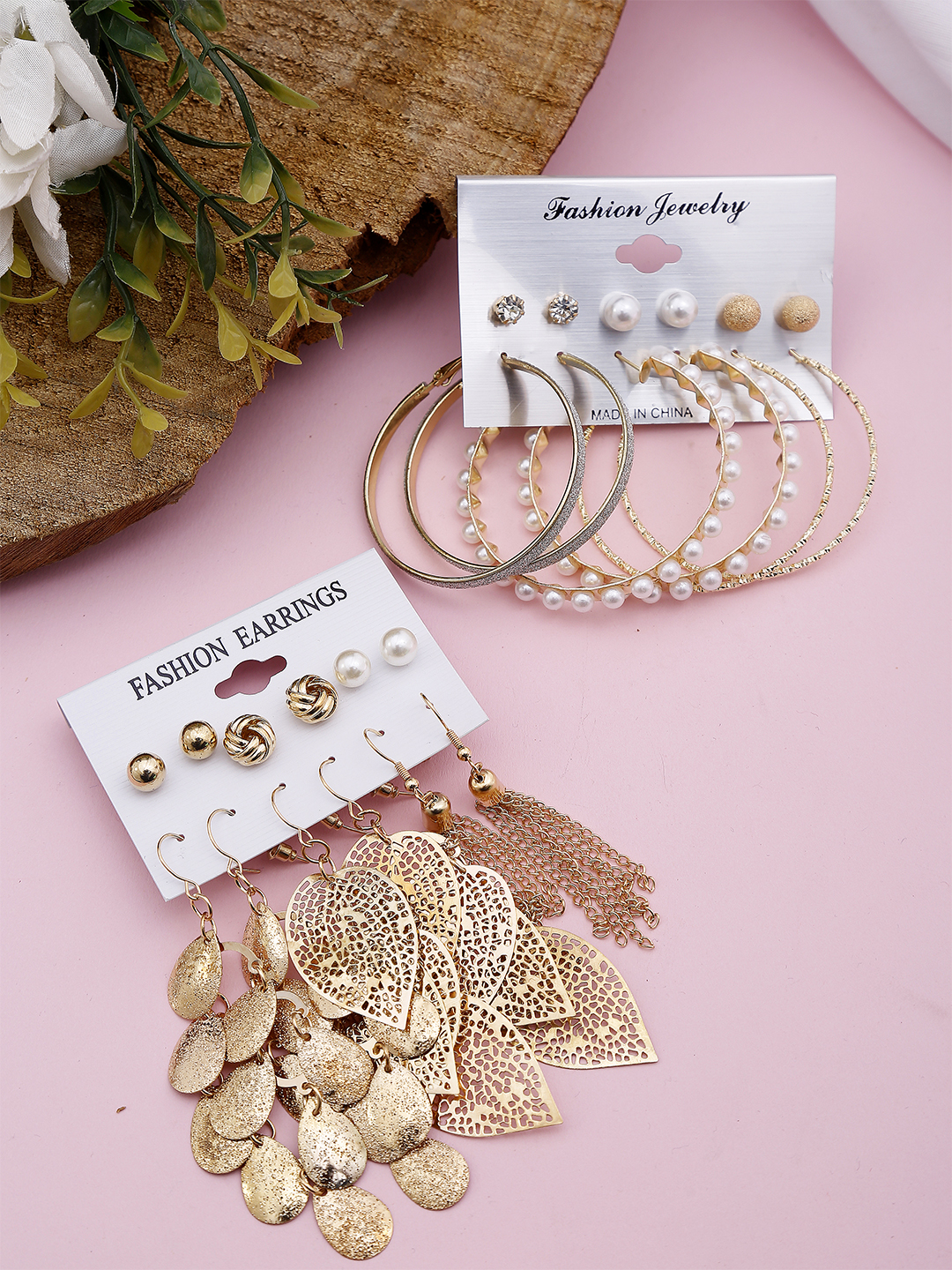 YouBella
Set Of 12 Gold-Plated Contemporary Drop Earrings