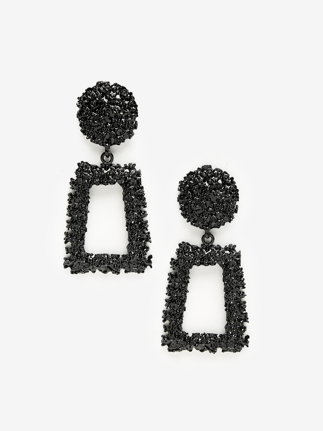 YouBella Red & Black Set of 2 Geometric Drop Earrings
