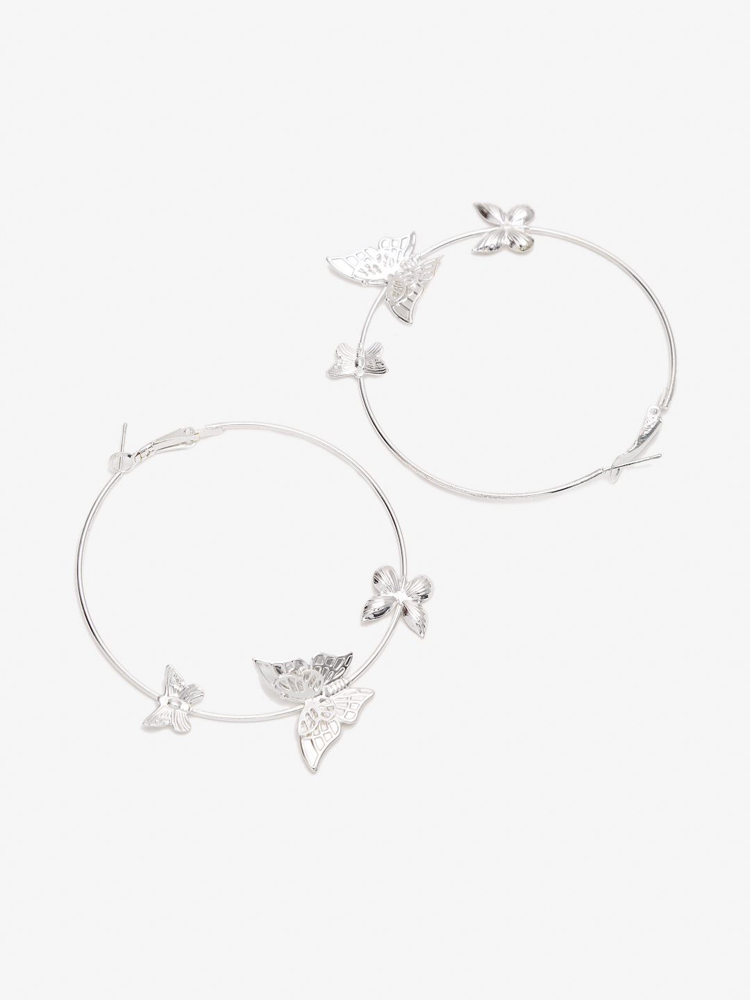 Youbella 
Silver-Toned Contemporary Hoop Earrings