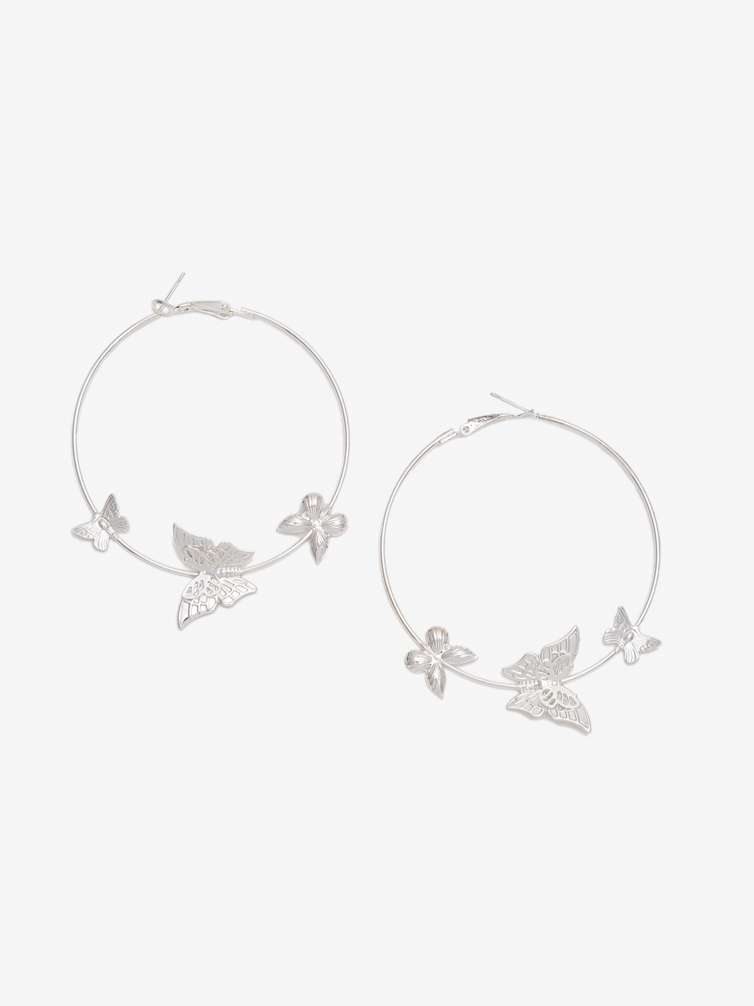 Youbella 
Silver-Toned Contemporary Hoop Earrings