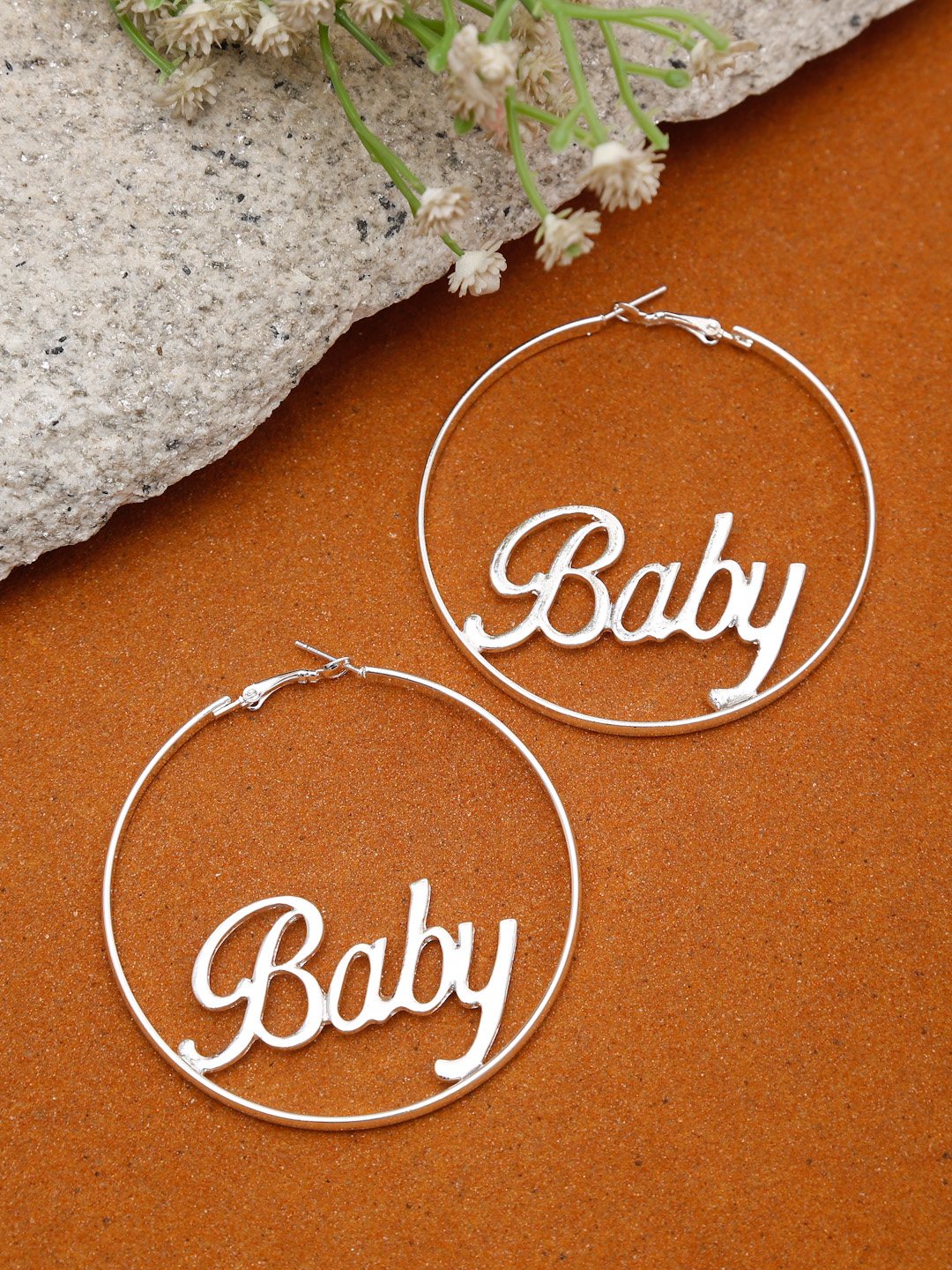 Youbella 
Silver-Plated Contemporary Hoop Earrings