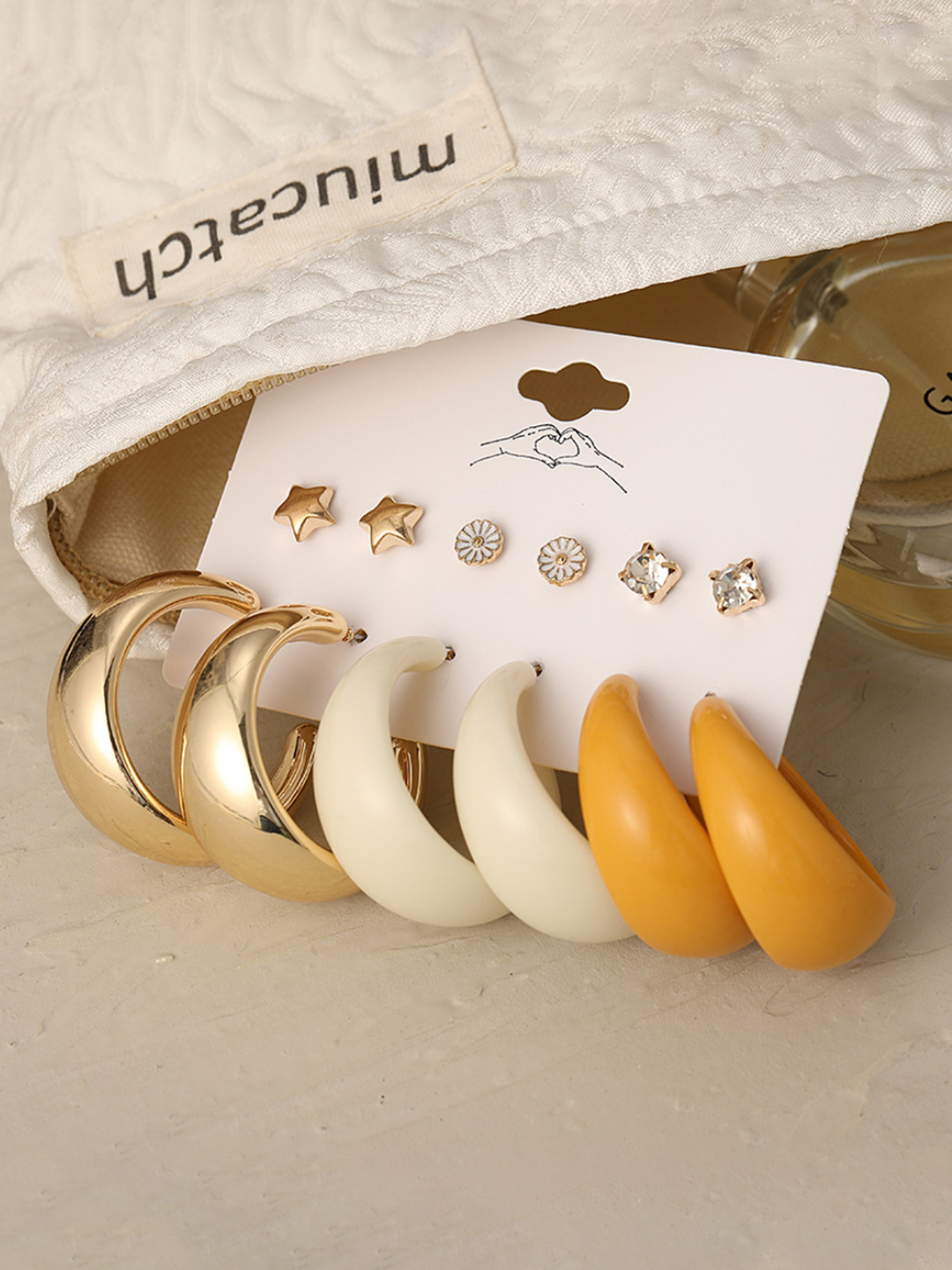 YouBella Jewellery Combo of 6 Gold Plated Earrings for Girls and Women (Multi-Color) (YBEAR_32937), Medium