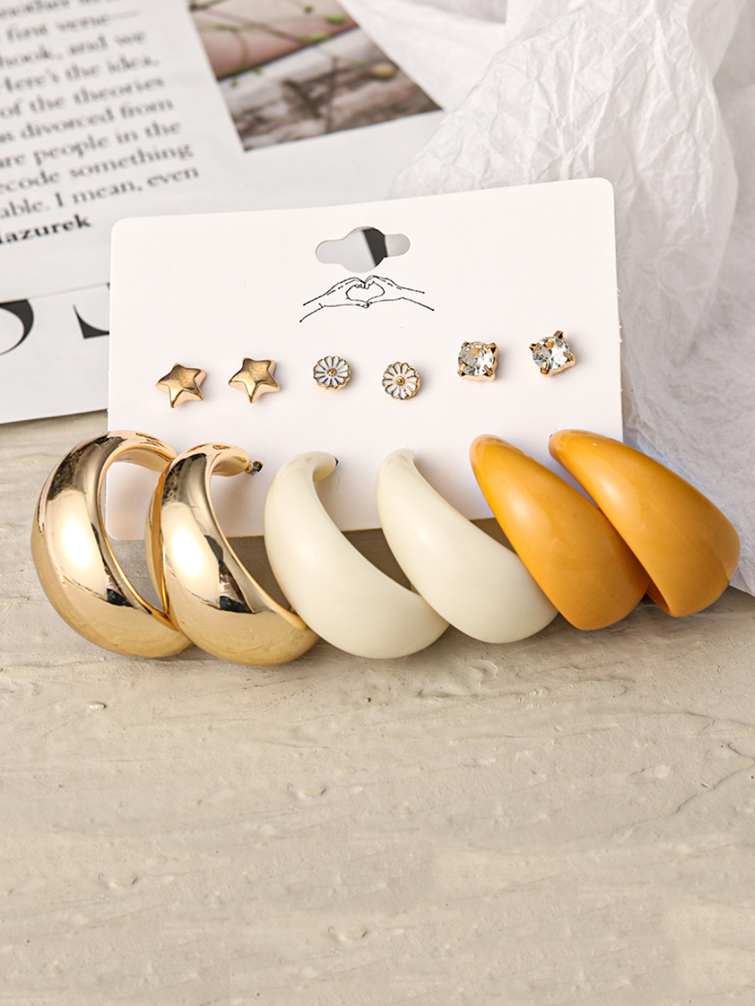 YouBella Jewellery Combo of 6 Gold Plated Earrings for Girls and Women (Multi-Color) (YBEAR_32937), Medium