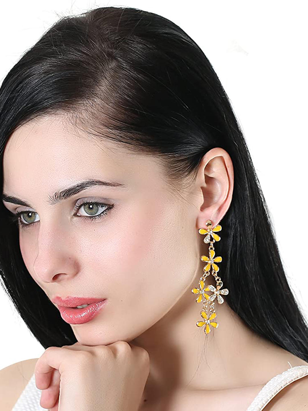 YouBella Jewellery Gold Plated Combo of 2 Drop and Dangler Earrings for Girls and Women (Multi-Color) (Yellow & Blue)