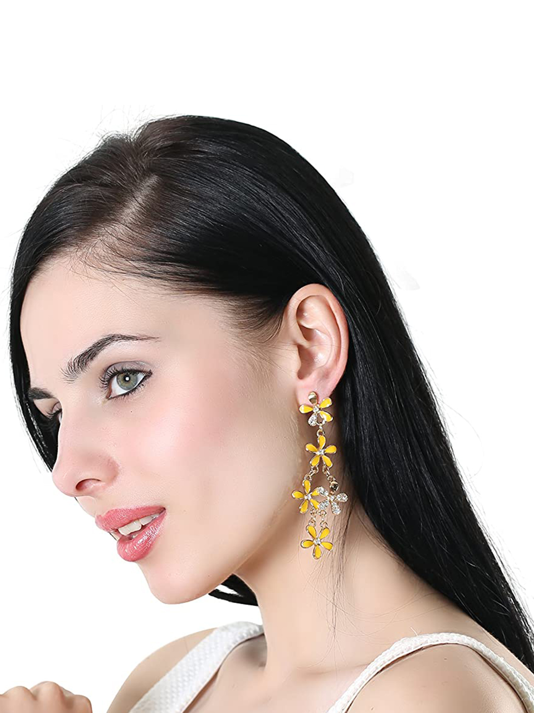 YouBella Jewellery Gold Plated Combo of 2 Drop and Dangler Earrings for Girls and Women (Multi-Color) (Yellow & Blue)