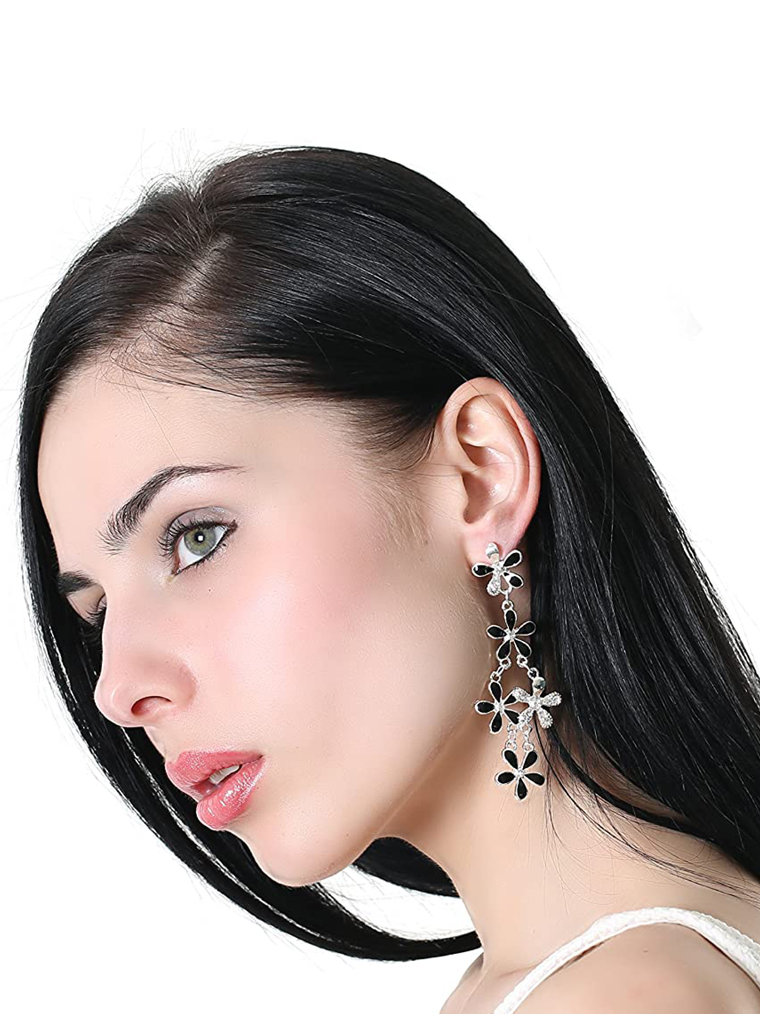 YouBella Jewellery Gold Plated Combo of 2 Drop and Dangler Earrings for Girls and Women (Multi-Color) (Purple & Black)