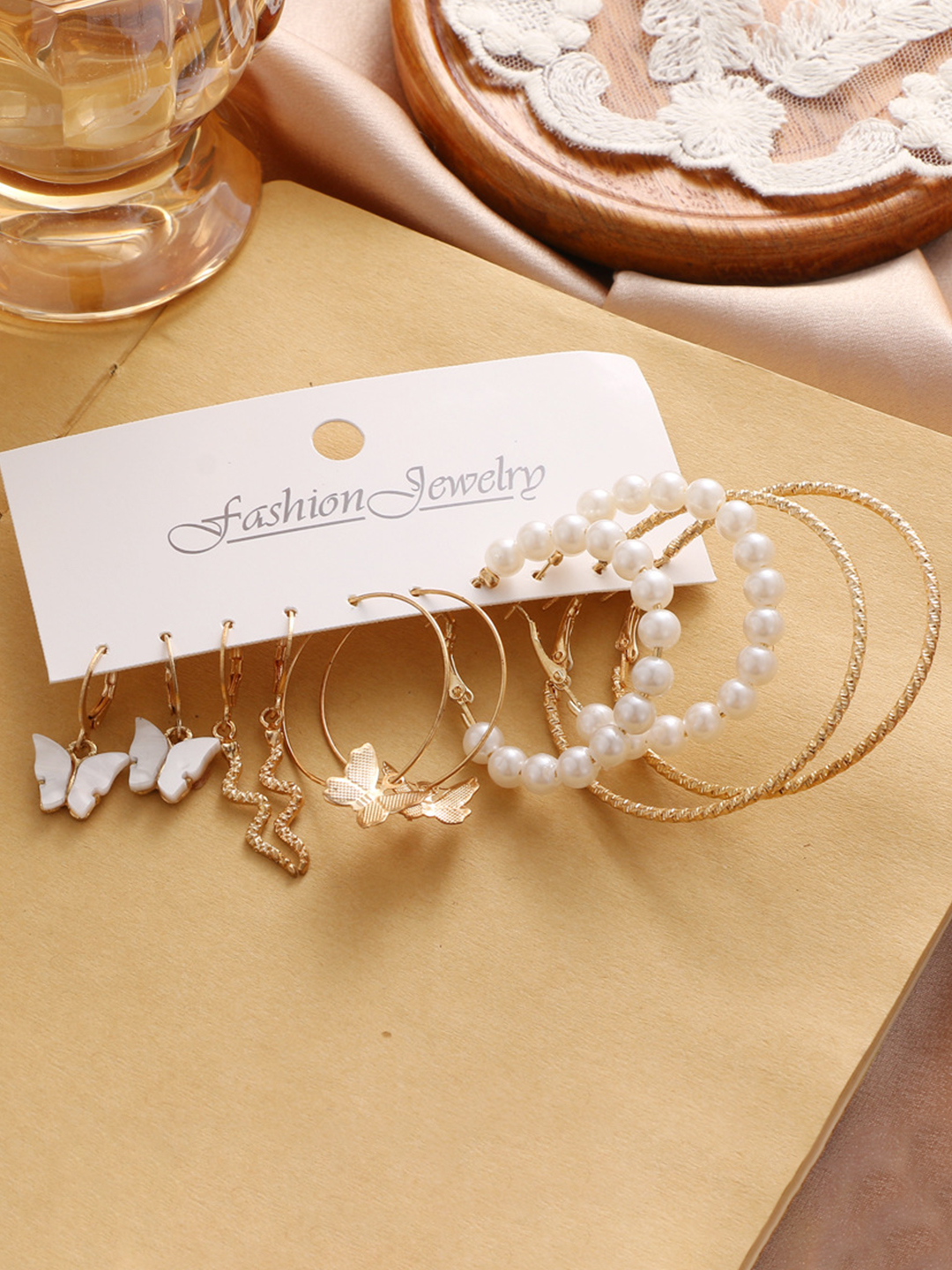 YouBella Jewellery Gold Plated Combo Of 5 Hoop Earrings For Girls And Women (Gold) (Ybear_32945), Medium