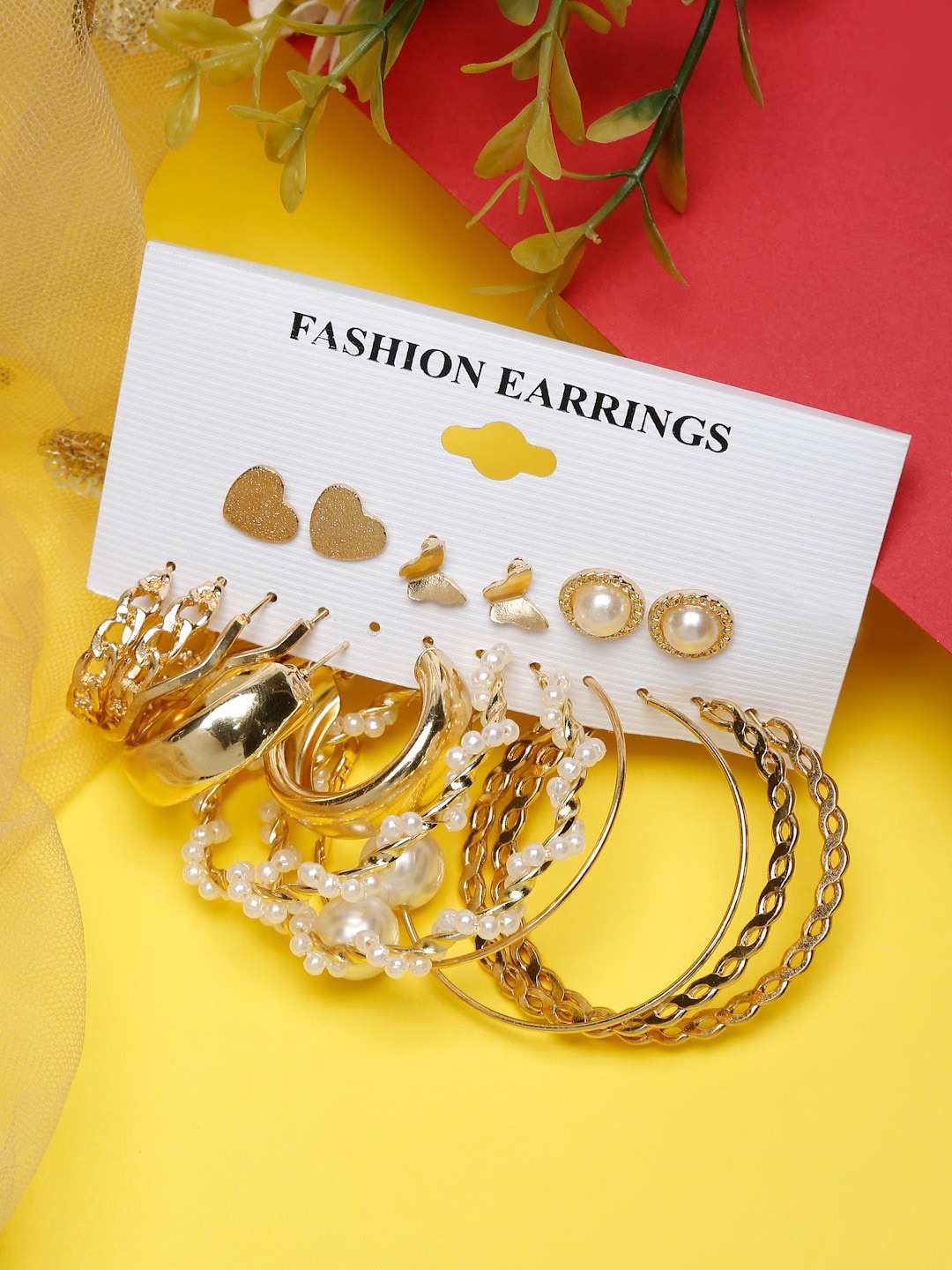 YouBella Jewellery Celebrity Style Gold Plated Hoops and Studs Combo for Girls and Women (Gold) (YBEAR_32959)