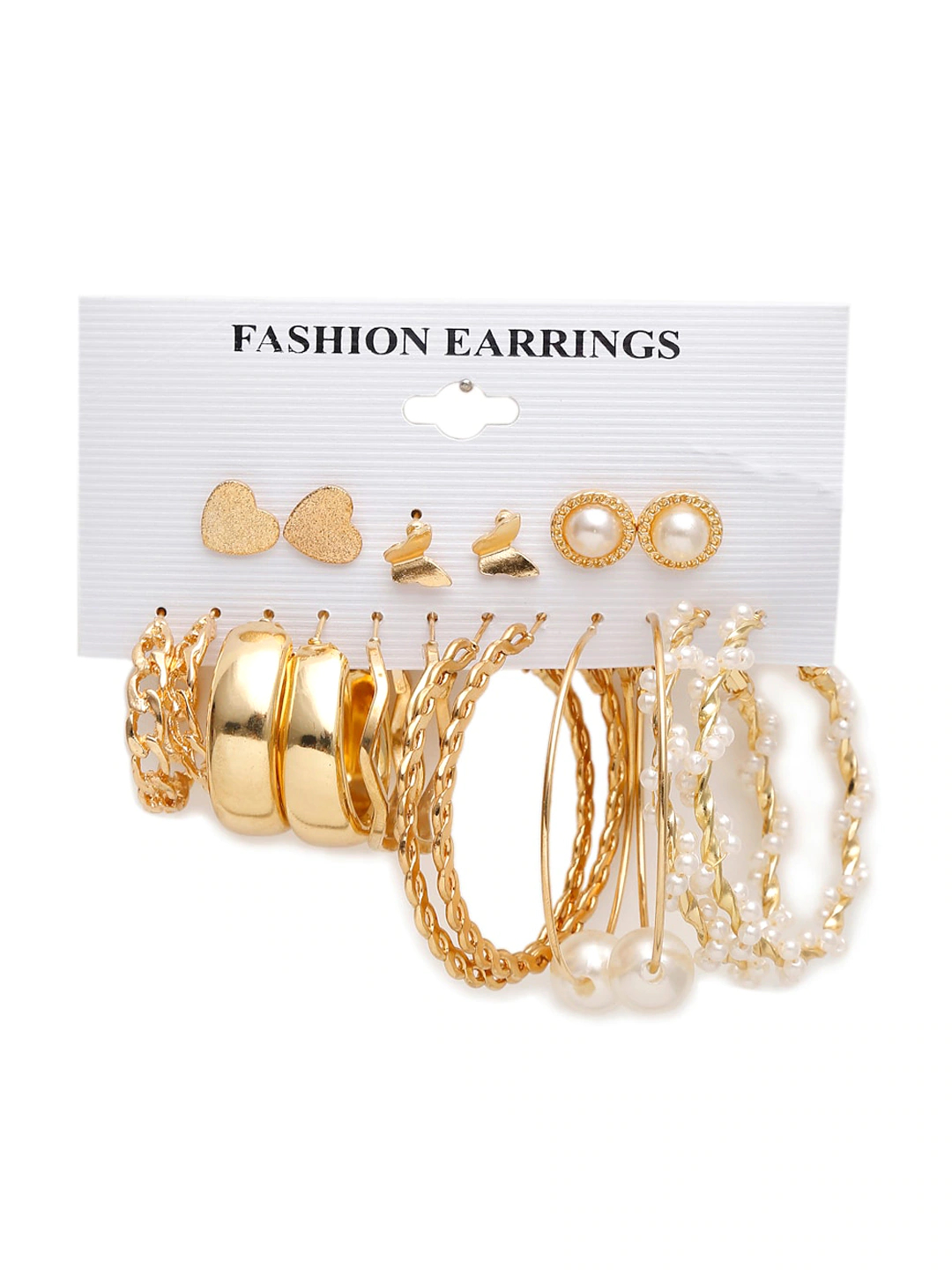 YouBella Jewellery Celebrity Style Gold Plated Hoops and Studs Combo for Girls and Women (Gold) (YBEAR_32959)