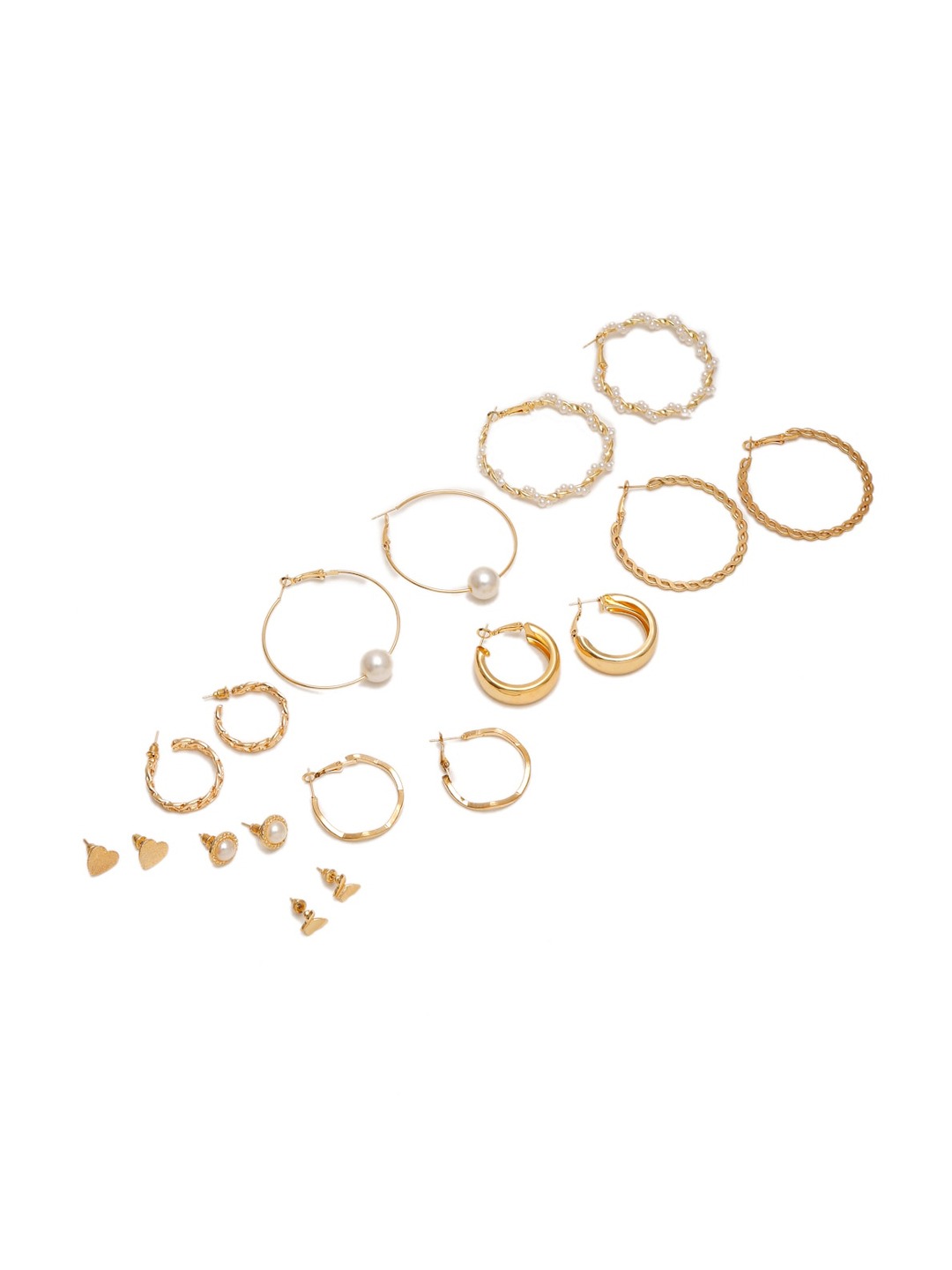 YouBella Jewellery Celebrity Style Gold Plated Hoops and Studs Combo for Girls and Women (Gold) (YBEAR_32959)
