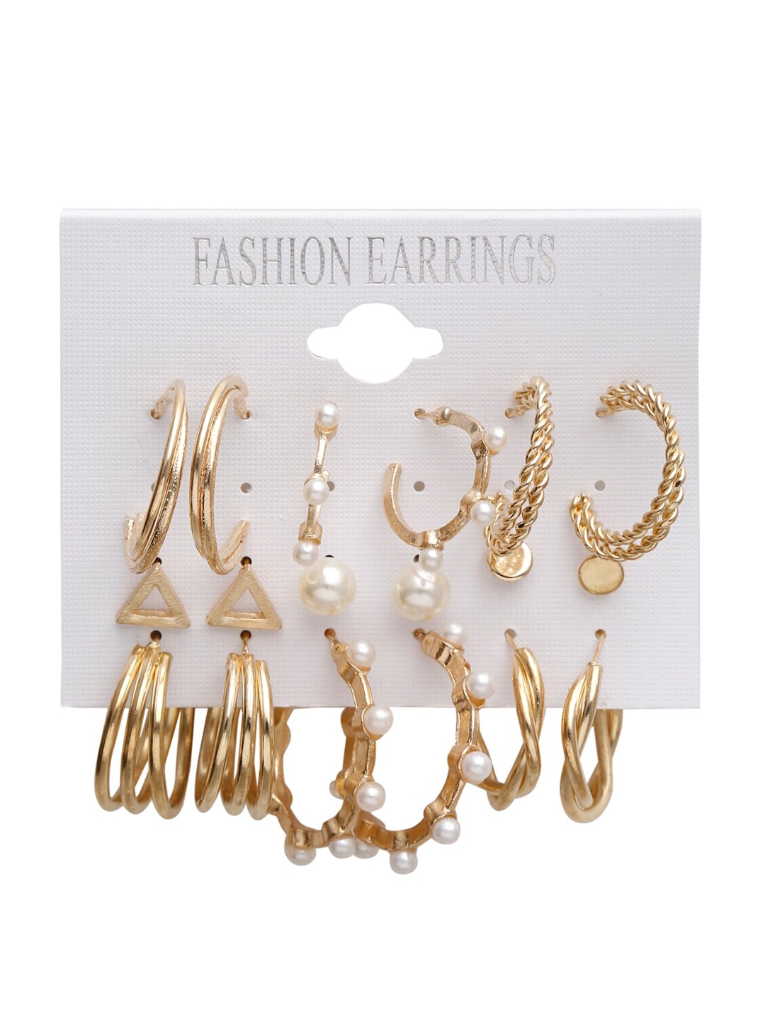 Set of 18 Gold-Toned Contemporary Studs Earrings