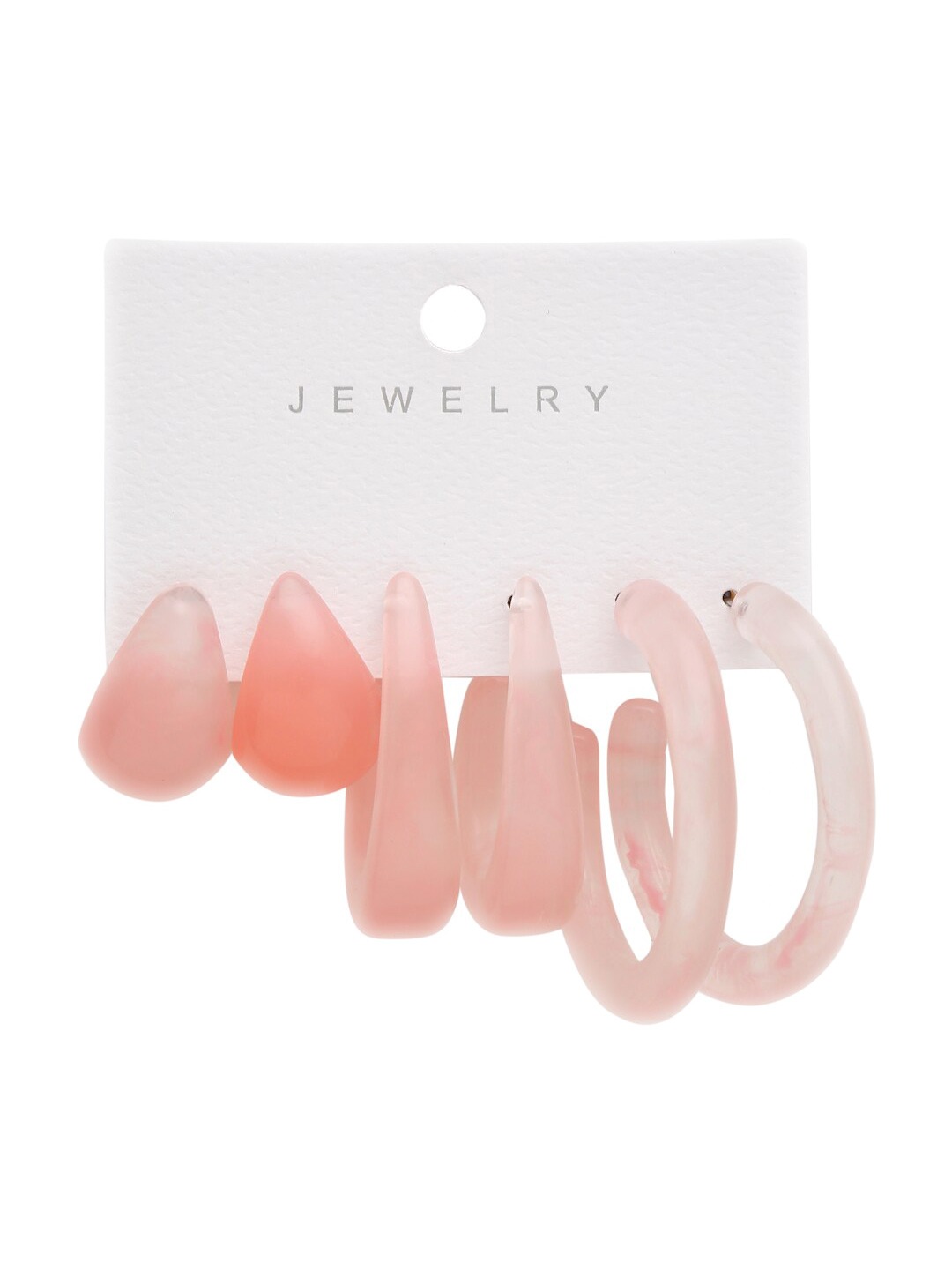 Pink Set of 3 Contemporary Hoop Earrings