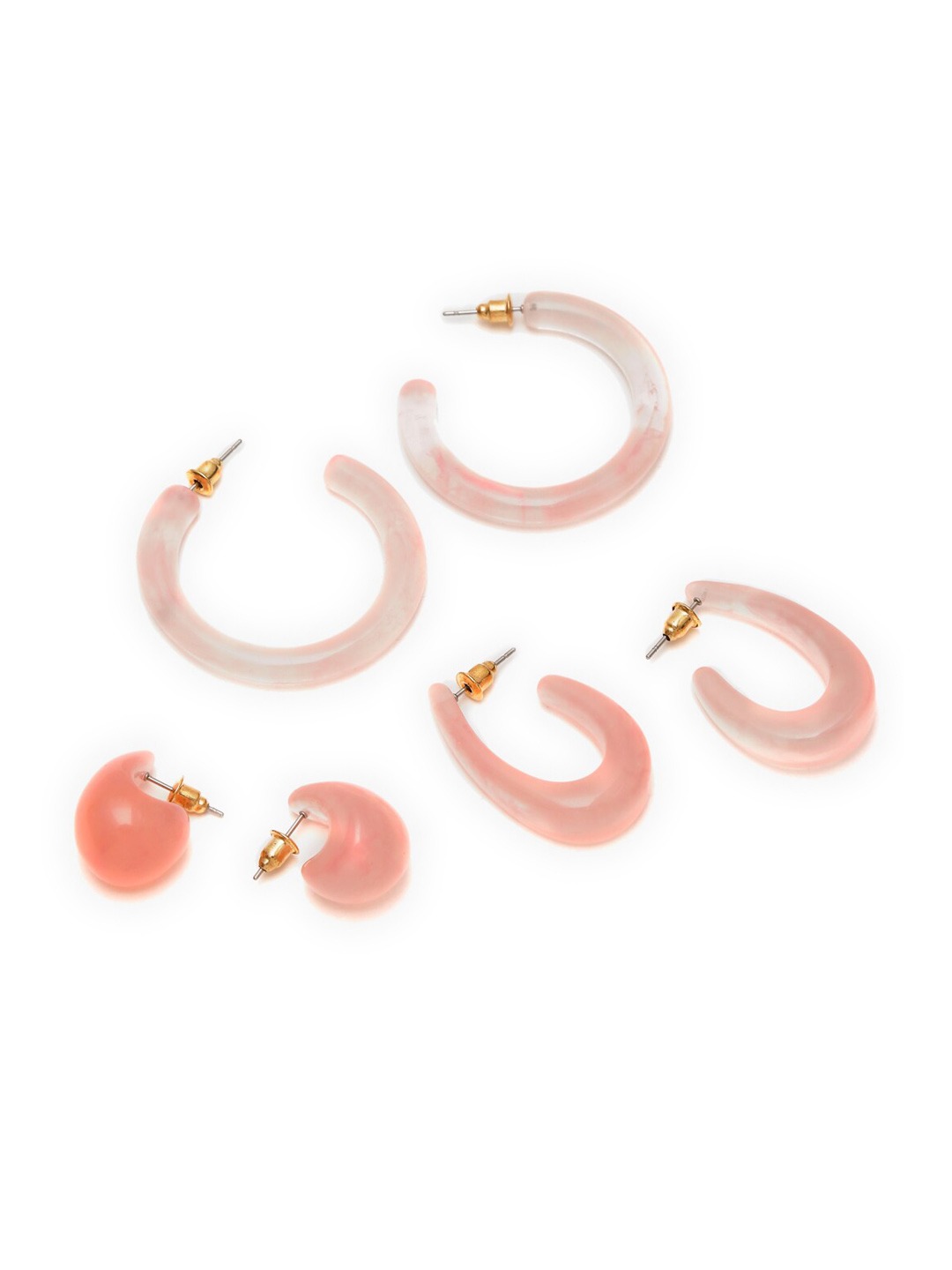 Pink Set of 3 Contemporary Hoop Earrings