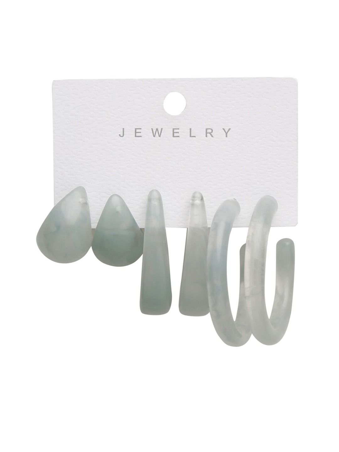 Woman Set of 3 Grey Contemporary Studs Earrings