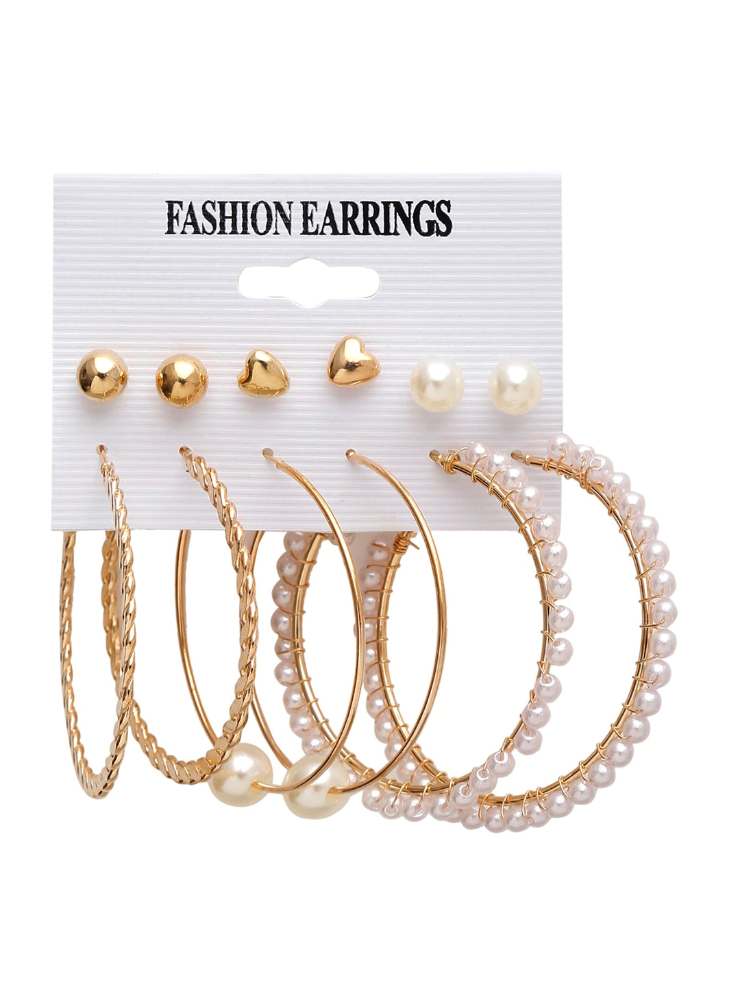 Gold-Plated Set of 6 Contemporary Hoop Earrings