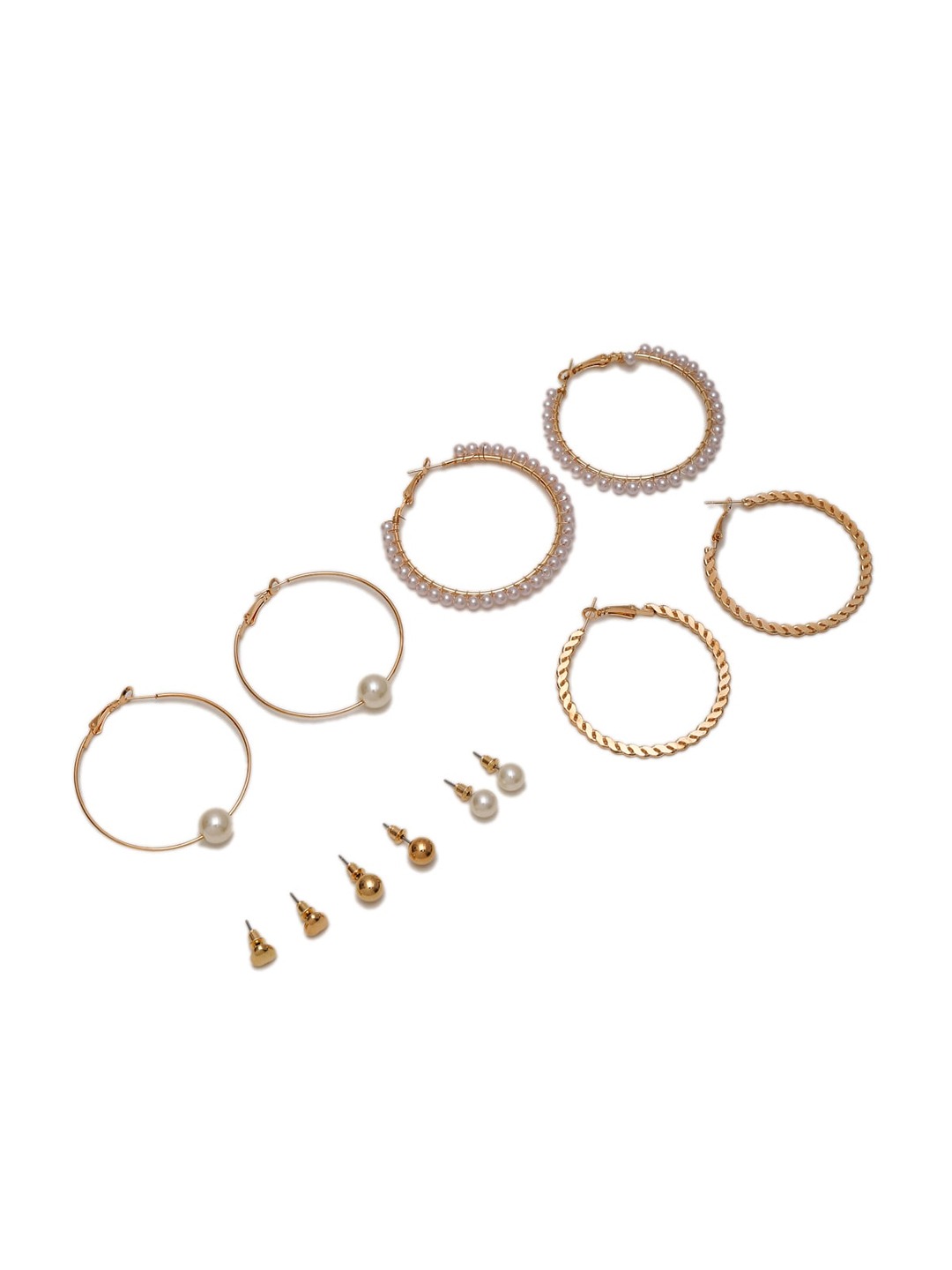 Gold-Plated Set of 6 Contemporary Hoop Earrings