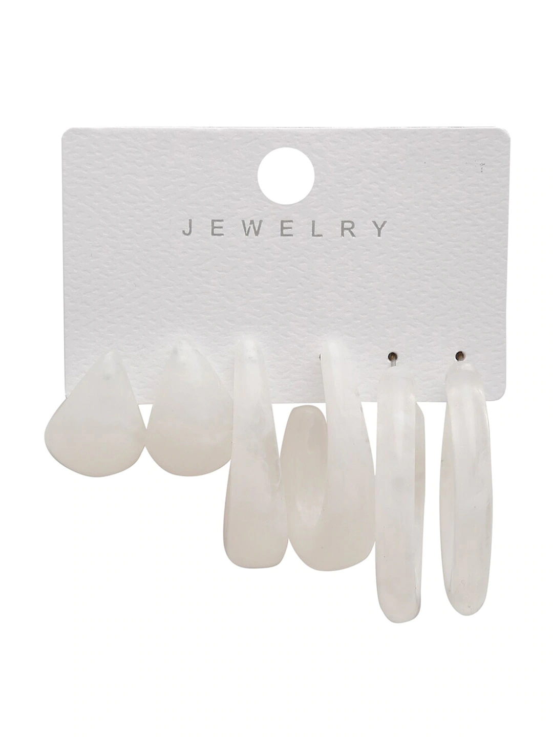 White Set of 3 Contemporary Half Hoop Earrings