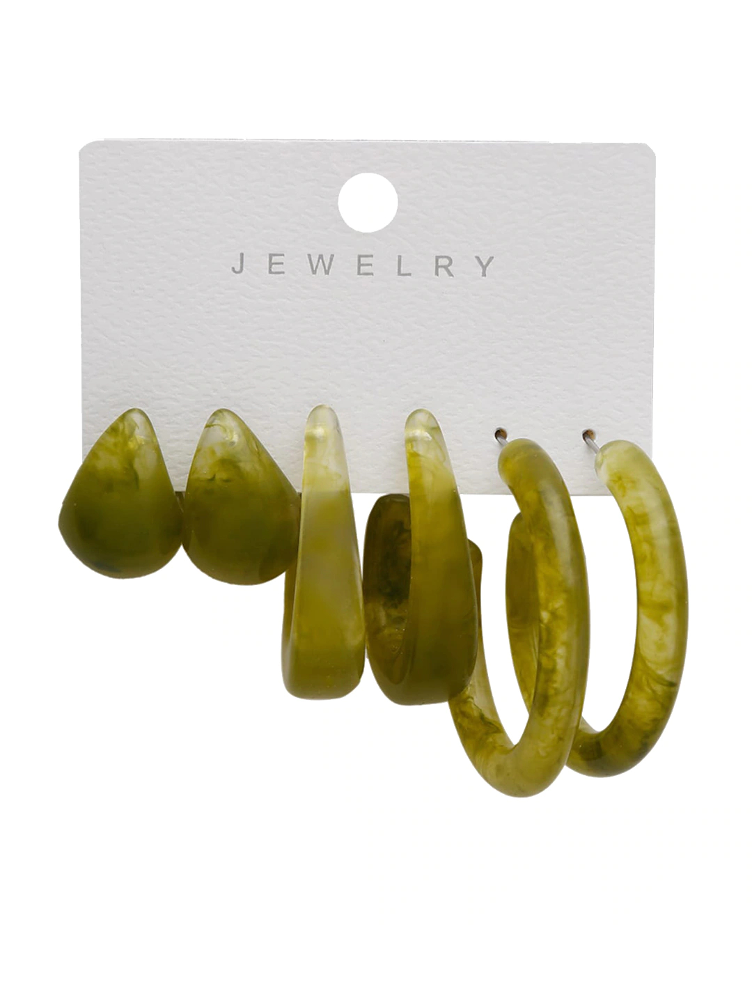 Green Contemporary Studs Earrings