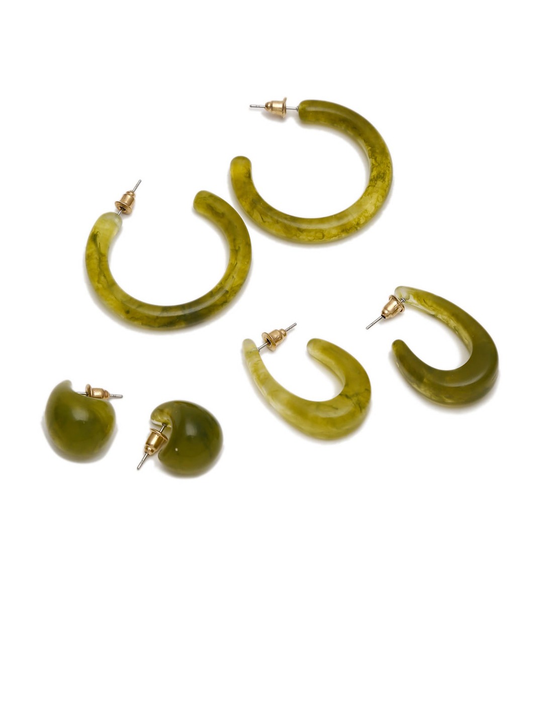 Green Contemporary Studs Earrings