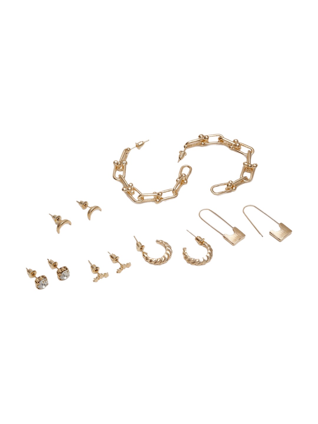 Gold-Toned Contemporary Studs Earrings