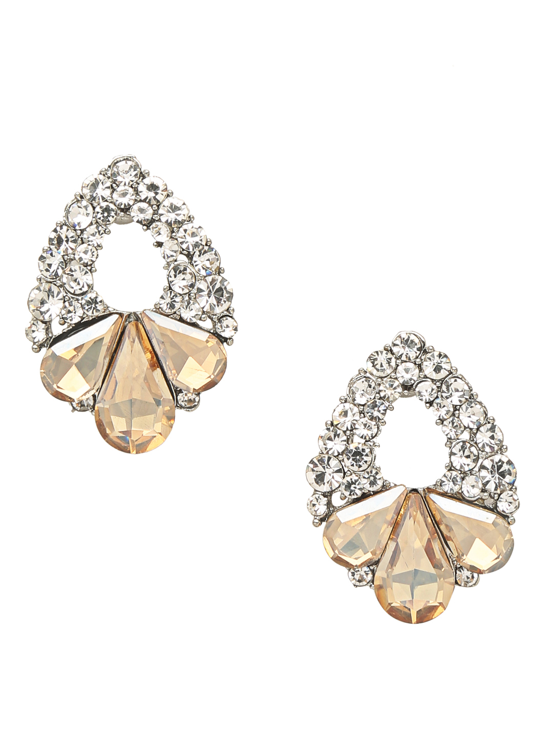 YouBella Jewellery Silver Plated Blue Stud Earrings for Girls and Women (Brown)