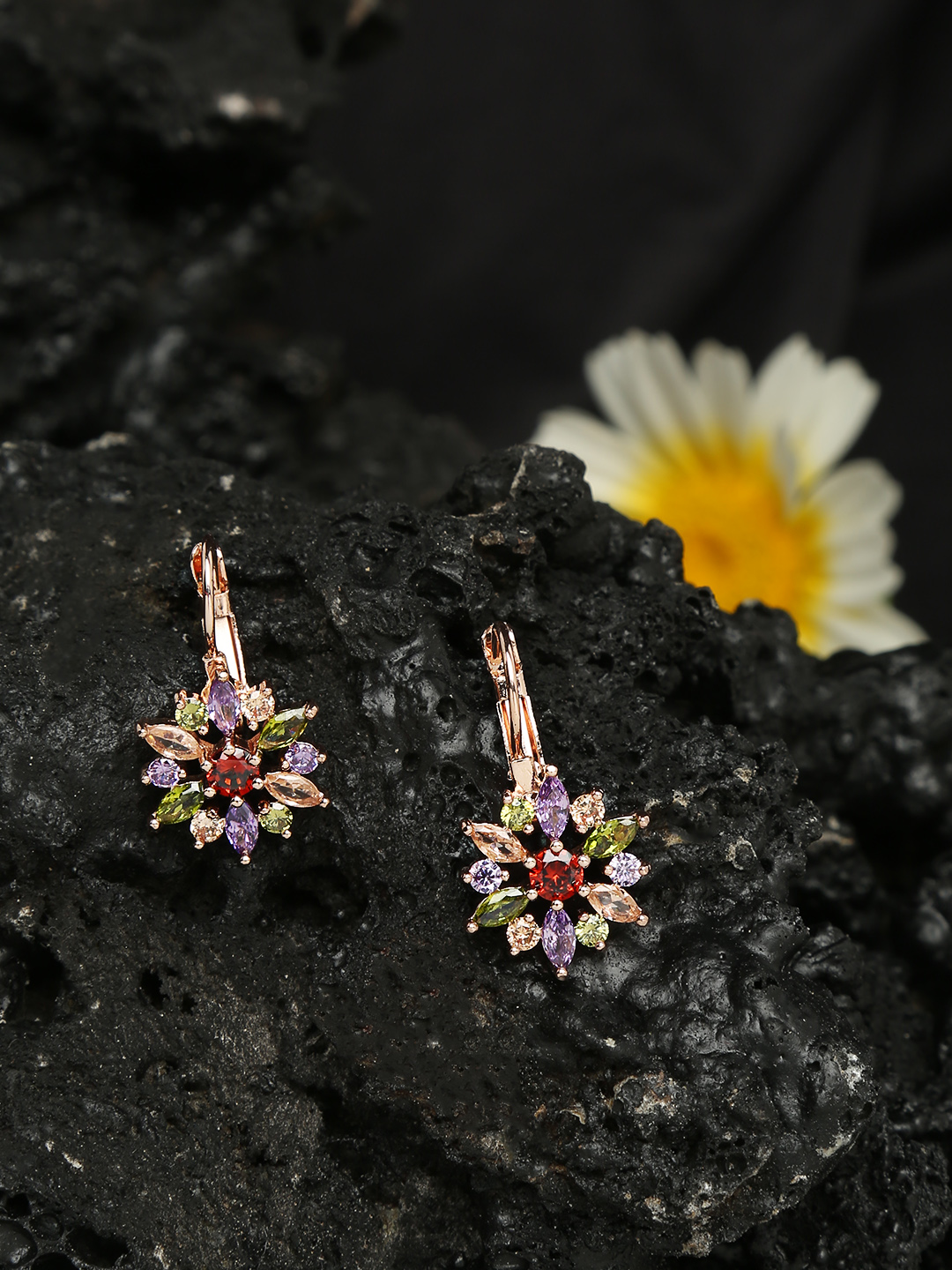 YouBella Jewellery Gold Plated Multi-Color Crystal Studded Earrings for Girls and Women (YBEAR_33112) (Multi)