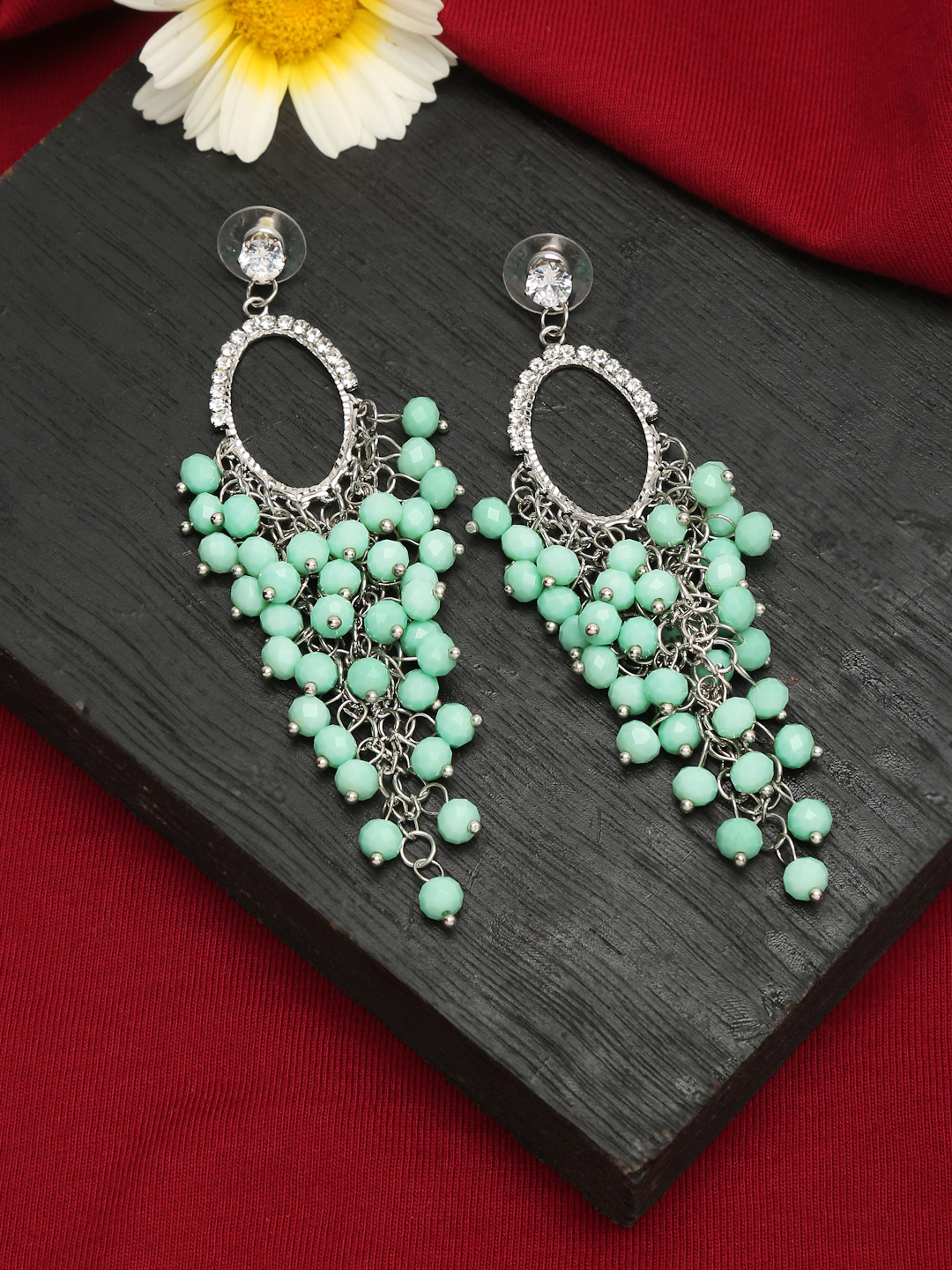 YouBella Earrings for women Jewellery Crystal Earings Earrings for Girls and Women (Green)
