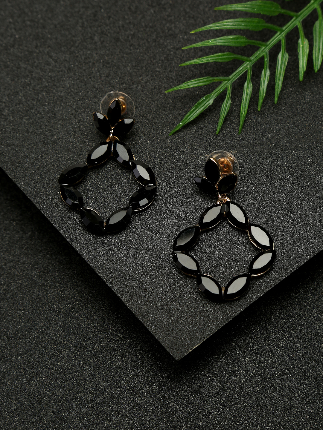 YouBella Fashion Jewellery Gold Plated Drop and Dangler Earrings for Girls and Women (Black)