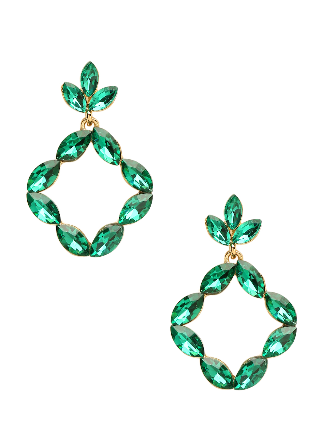YouBella Fashion Jewellery Gold Plated Drop and Dangler Earrings for Girls and Women (Green)