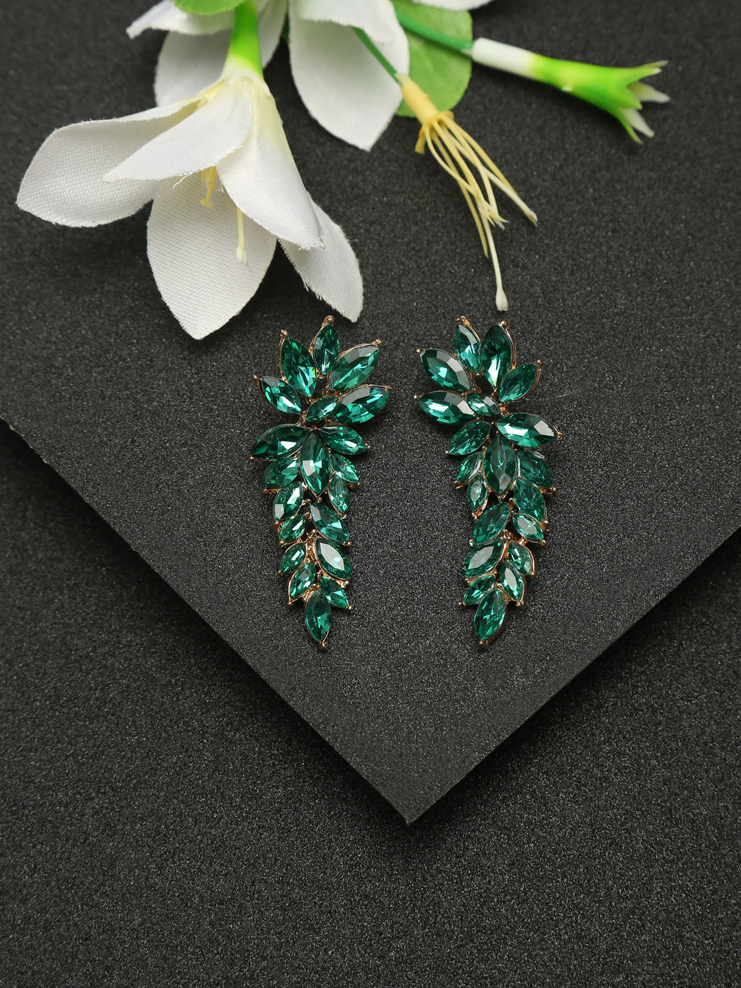 YouBella Fashion Jewellery Earings Drop and Dangler Ear rings Crystal Earrings for Girls and Women (Green)