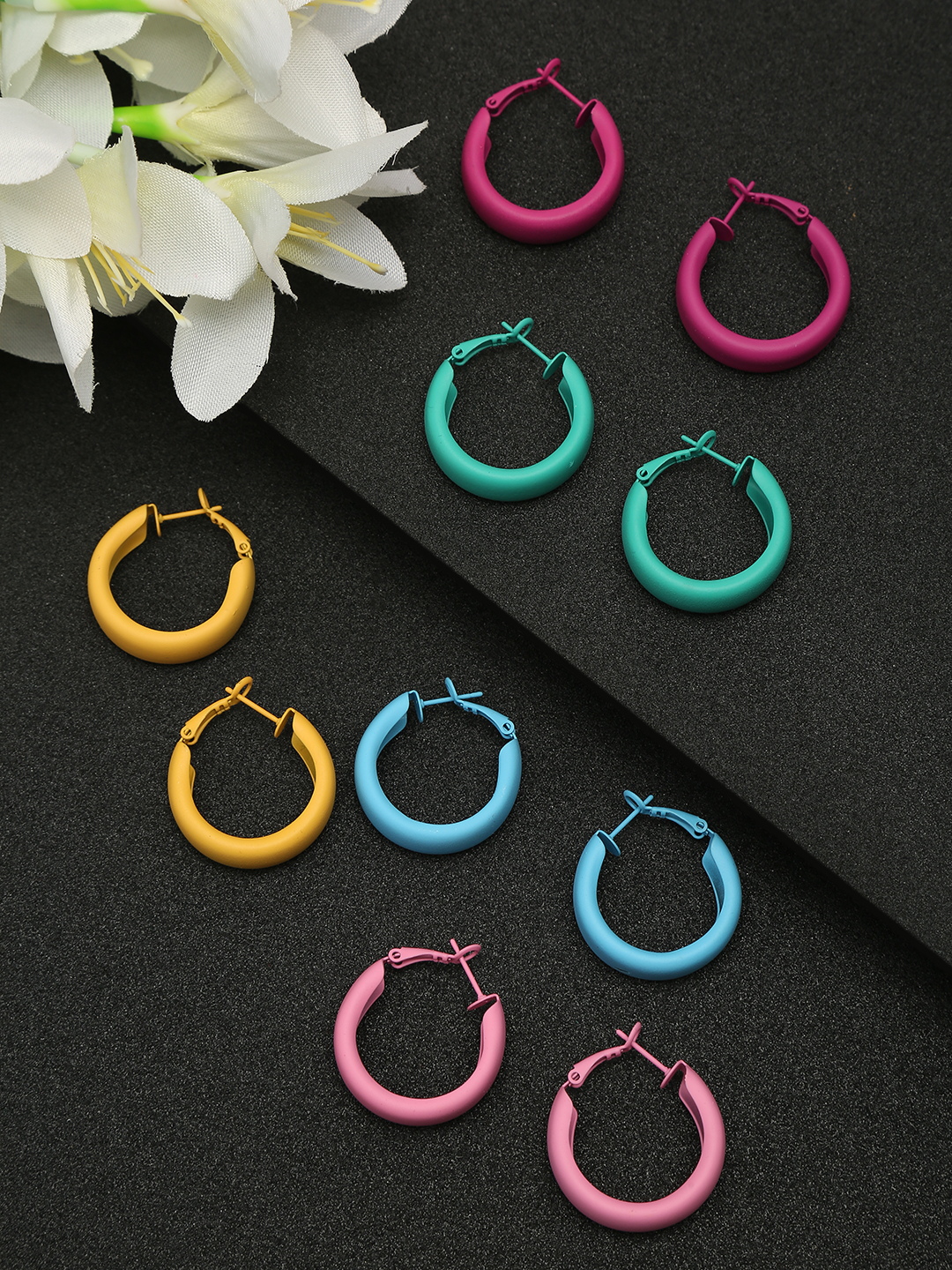YouBella Fashion Jewellery Multicolor Hoop Combo of 5 Pair of Earrings for Girls and Women (Multicolor) (YBEAR_33134)
