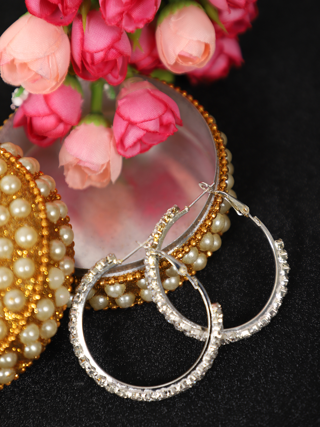 YouBella Fashion Jewellery Silver Plated Hoop Earrings for Girls and Women (Silver) (YBEAR_33143)