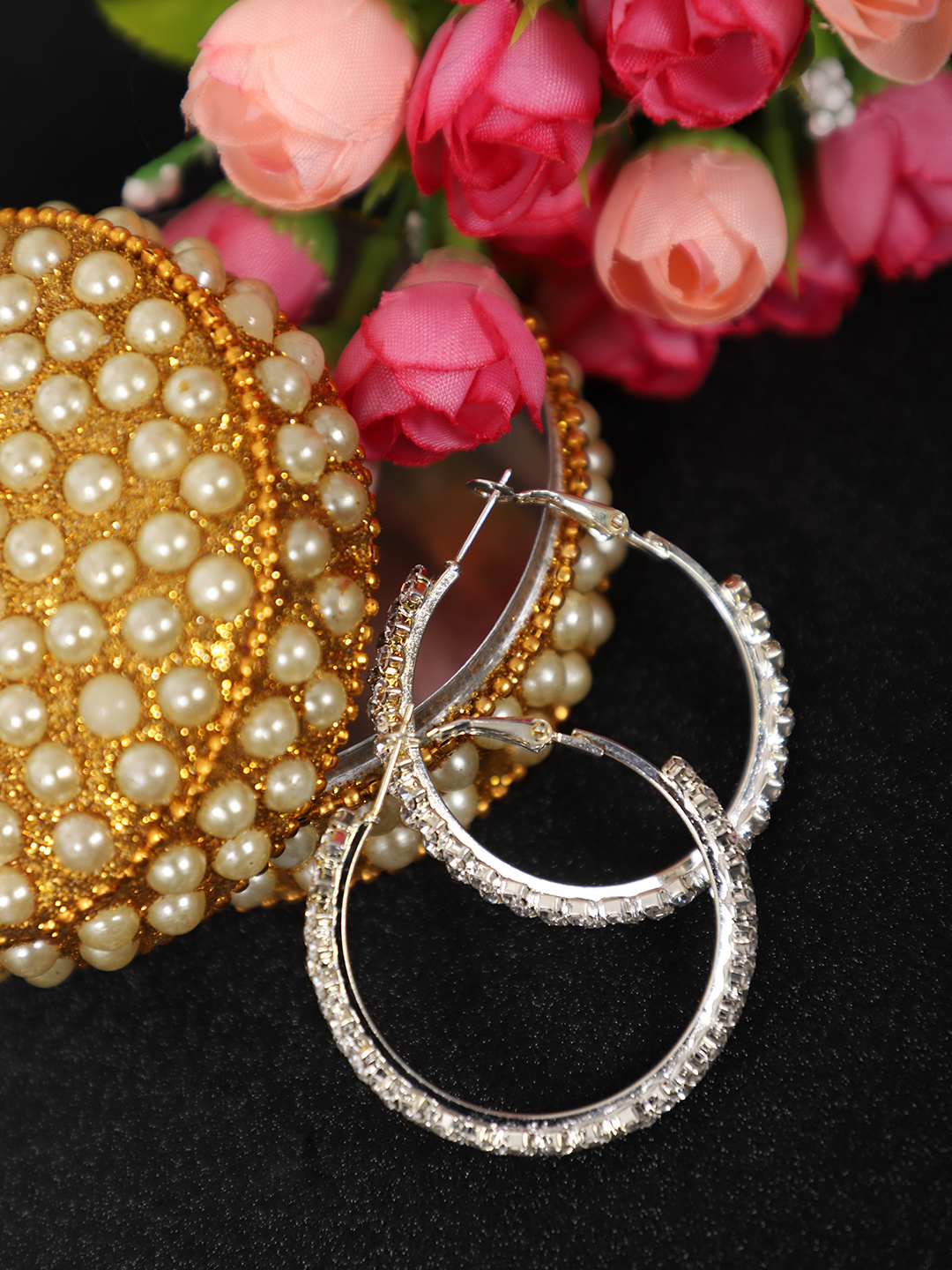 YouBella Fashion Jewellery Silver Plated Hoop Earrings for Girls and Women (Silver) (YBEAR_33143)