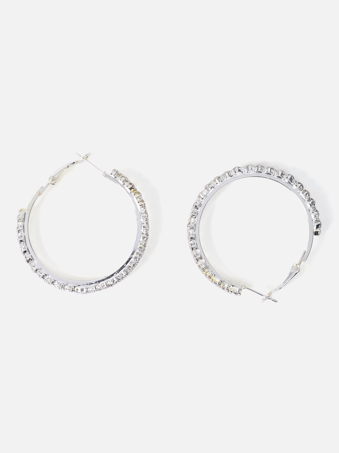 YouBella Fashion Jewellery Silver Plated Hoop Earrings for Girls and Women (Silver) (YBEAR_33143)
