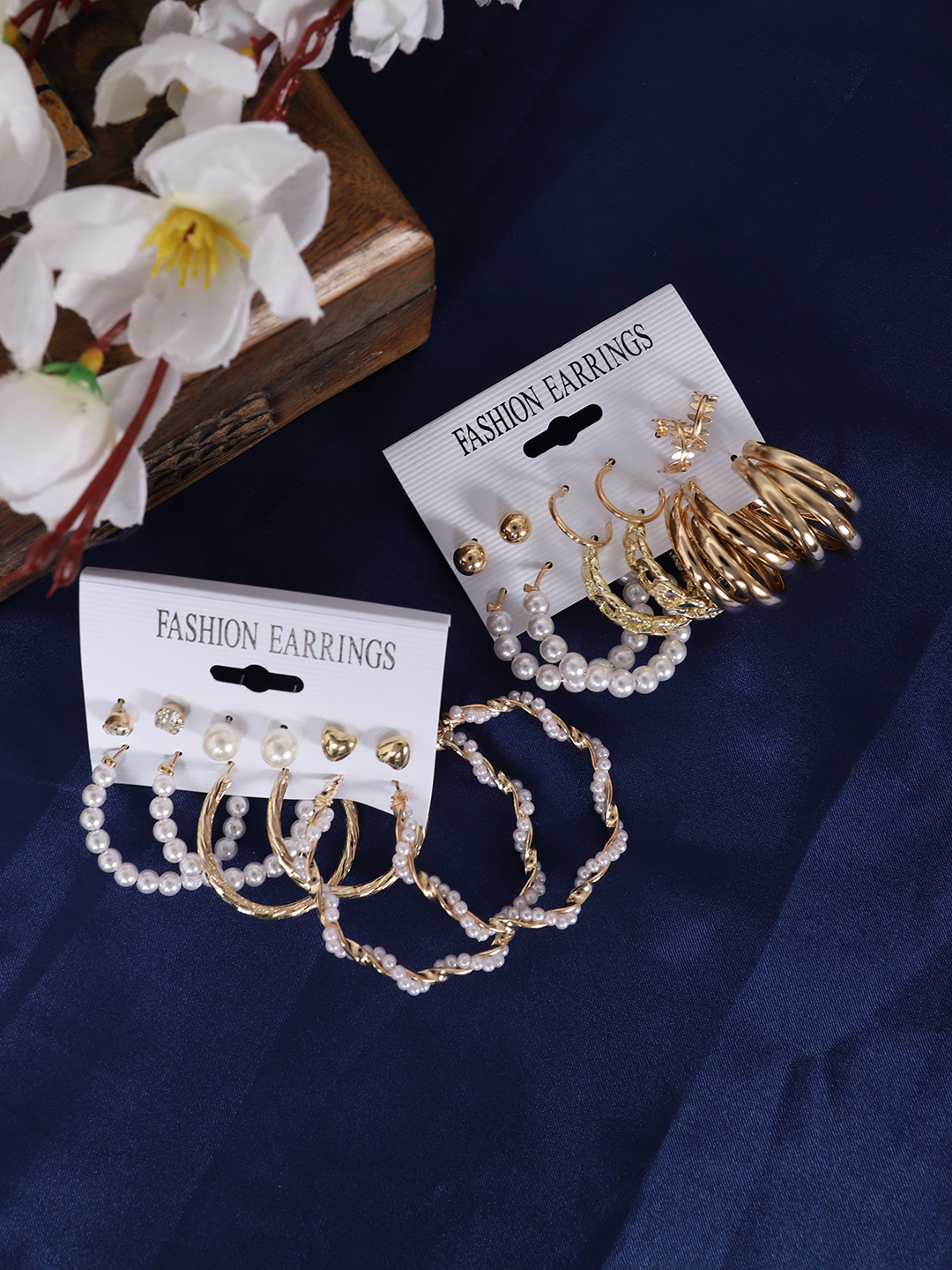 YouBella Women Set of 12 Gold-Plated Stud/Huggie/Hoop Earring