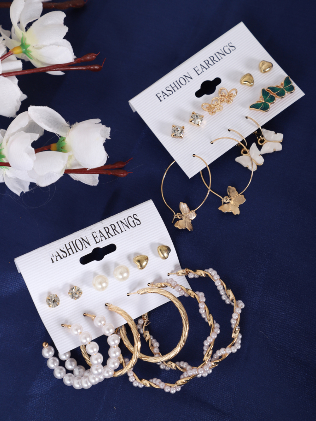 YouBella Women Set of 12 Gold-Plated Stud/Huggie/Hoop Earring