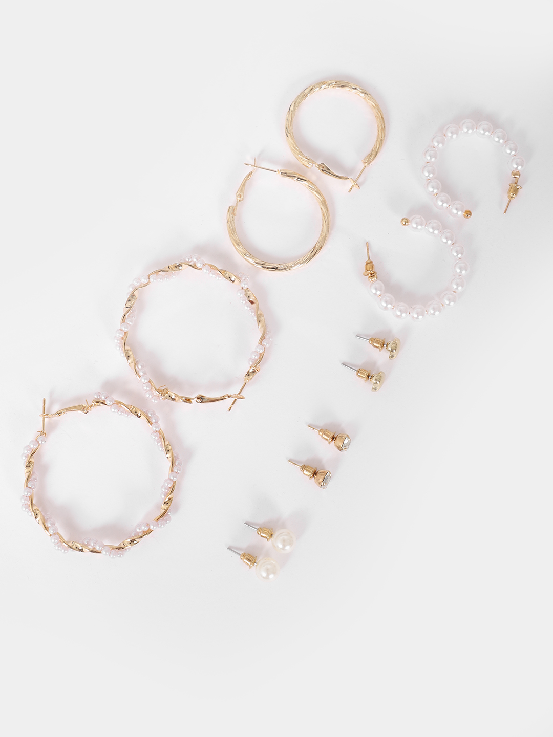 YouBella Women Set of 12 Gold-Plated Stud/Huggie/Hoop Earring