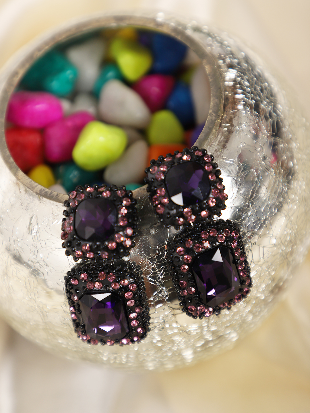 YouBella Fashion Jewellery Ear Rings Drop and Dangler Earings Crystal Earrings for Girls and Women (Purple)
