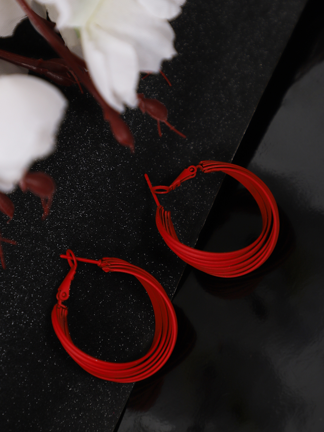 YouBella Fashion Jewellery Hoop Earrings for Girls and Women (Red)