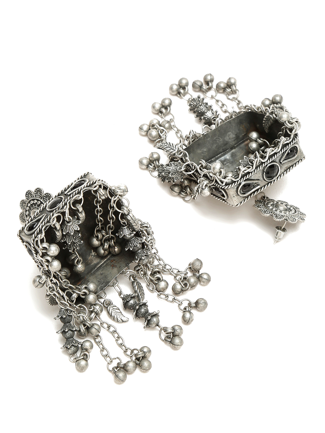 YouBella Jewellery Celebrity Inspired Oxidised Silver Big Size Jhumki Earrings for Girls and Women (Style 1)