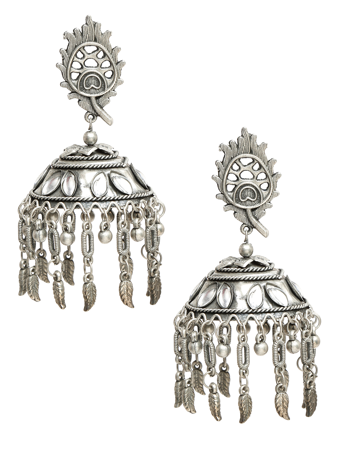 YouBella Jewellery Celebrity Inspired Oxidised Silver Big Size Jhumki Earrings for Girls and Women (Style 5)