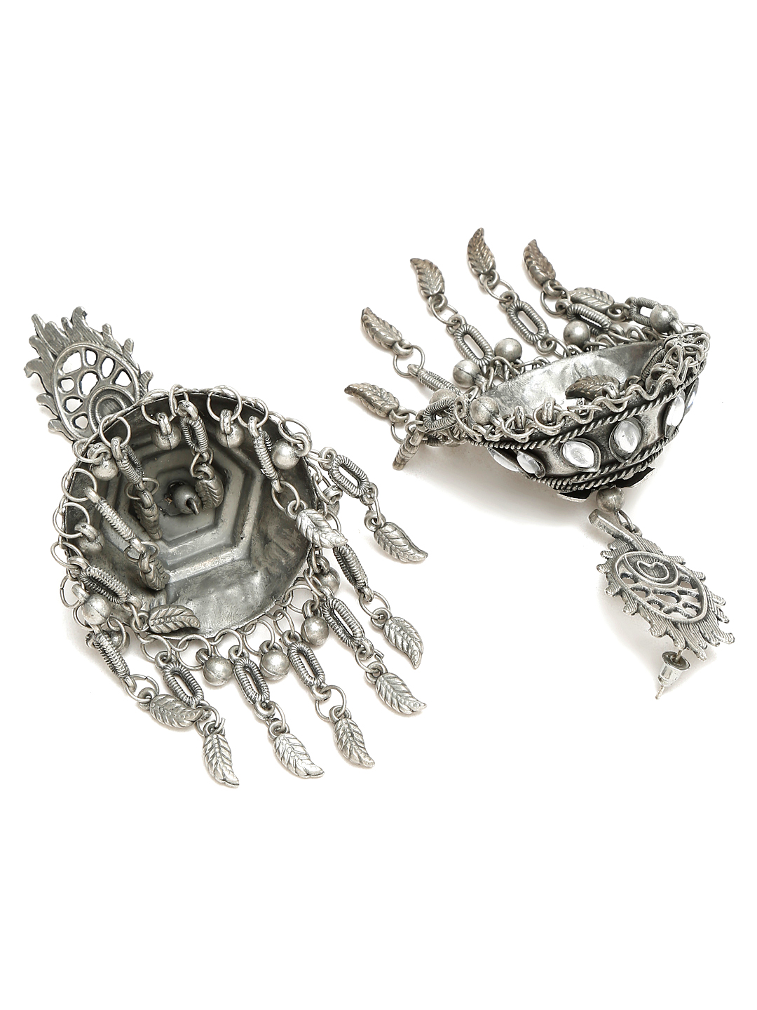 YouBella Jewellery Celebrity Inspired Oxidised Silver Big Size Jhumki Earrings for Girls and Women (Style 5)