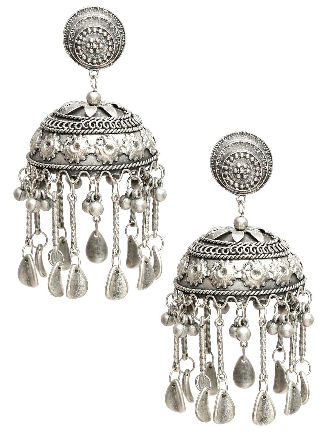YouBella Jewellery Celebrity Inspired Oxidised Silver Big Size Jhumki Earrings for Girls and Women (Style 3)