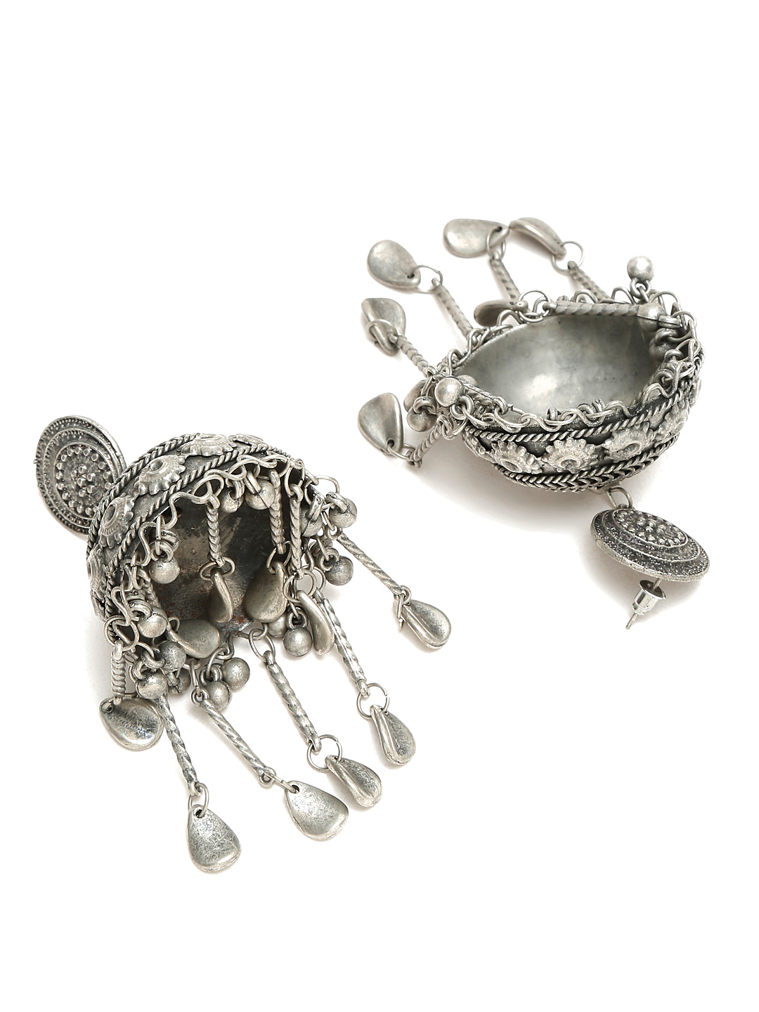 YouBella Jewellery Celebrity Inspired Oxidised Silver Big Size Jhumki Earrings for Girls and Women (Style 3)
