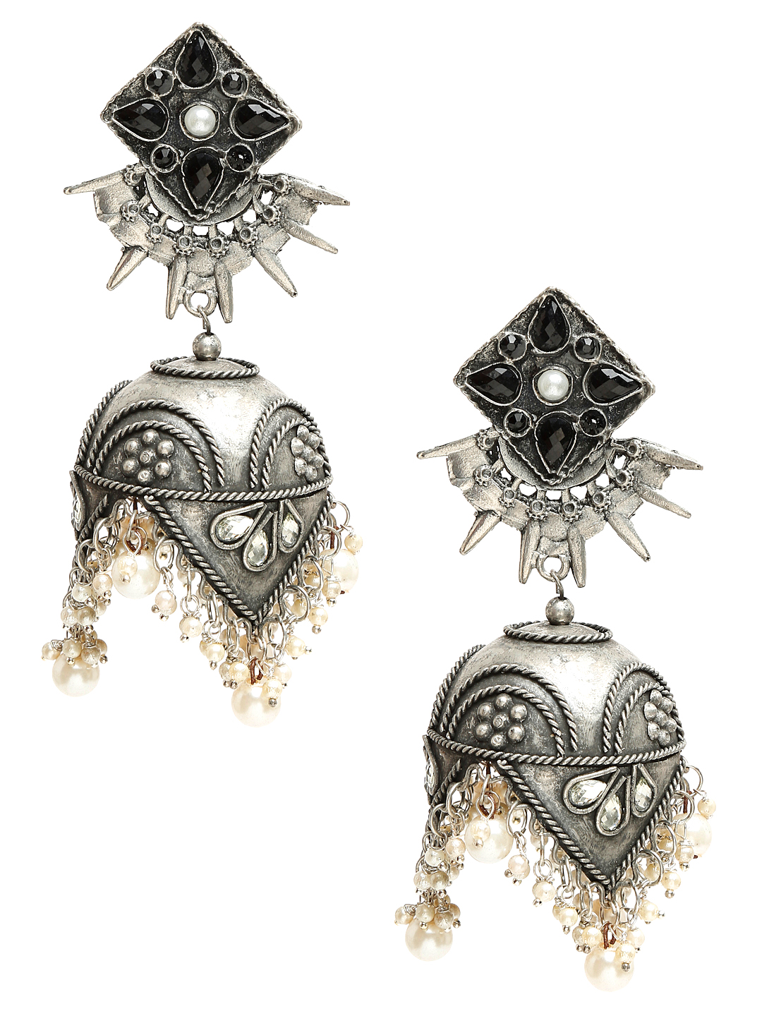 YouBella Jewellery Celebrity Inspired Oxidised Silver Big Size Jhumki Earrings for Girls and Women (Style 4)