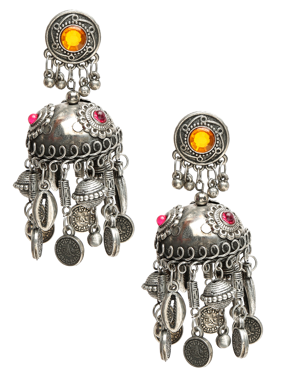 YouBella Jewellery Celebrity Inspired Oxidised Silver Big Size Jhumki Earrings for Girls and Women (Style 1)